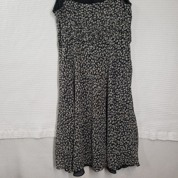 Ann Taylor Silk Dress Vintage 90s Y2k Womens 12 Floral Ditsy Sleeveless Black - Picture 16 of 16